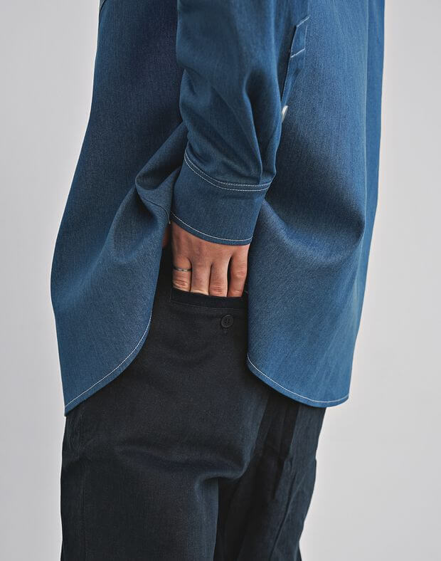 Сорочка чоловіча джинсова, блакитна - Фото 5