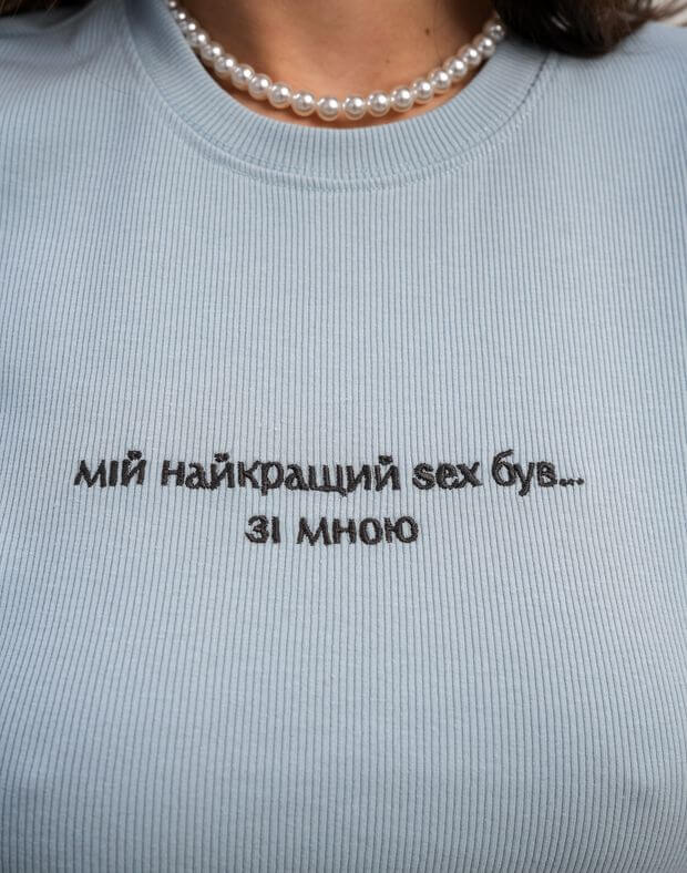T-shirt w paski z haftem „Moje najlepsze…”, niebieski - Фото 5