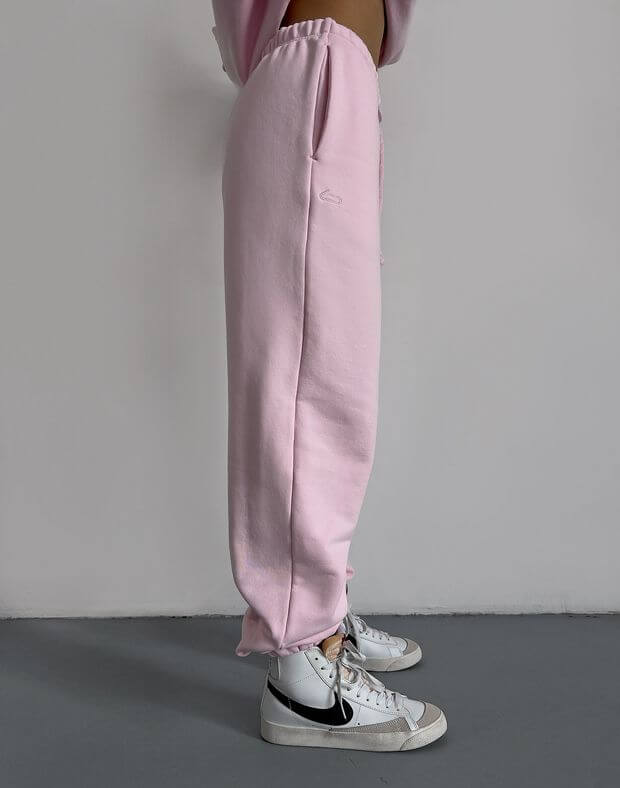 Штани джогери оверсайз весняні, світло-рожеві - Фото 5