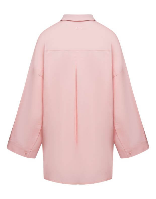Сорочка піжамна з попліну з широким рукавом, cвітло-рожева - Фото 7