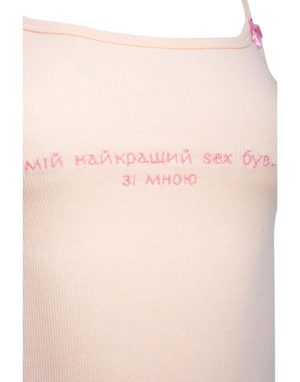 Майка в рубчик з вишивкою "Мій найкращий...", рожева - Фото 8