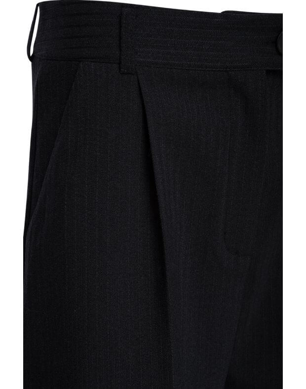 Spodnie basic w paski i przerywana linia, czarny - Фото 8