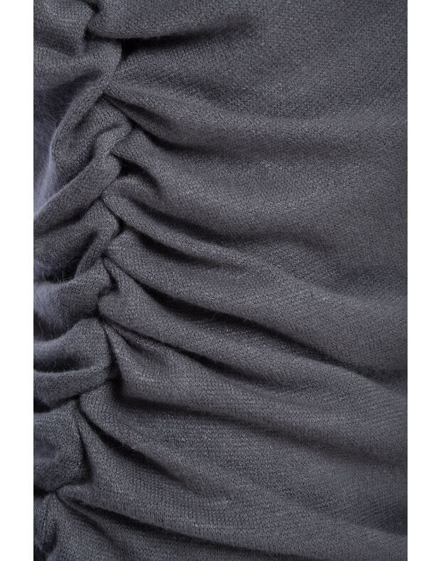 Лонгслів з ангори асиметричний на одне плече, темно-сірий - Фото 8