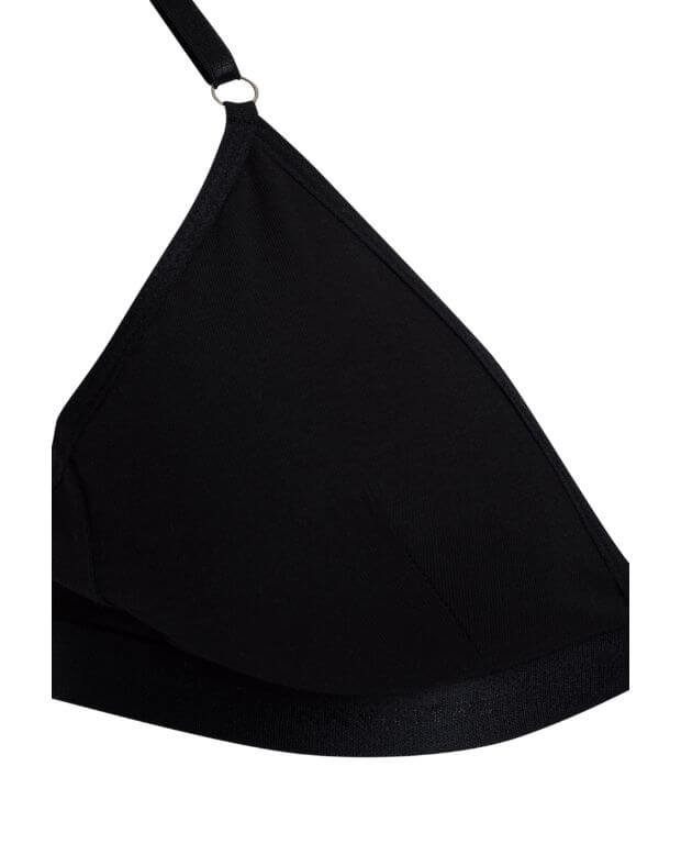 Stanik bawełniany lniany z trójkątnymi miseczkami, czarny - Фото 8