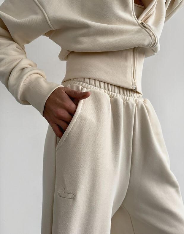 Spodnie o prostym, szerokim stylu, wiosna, kremowy - Фото 5