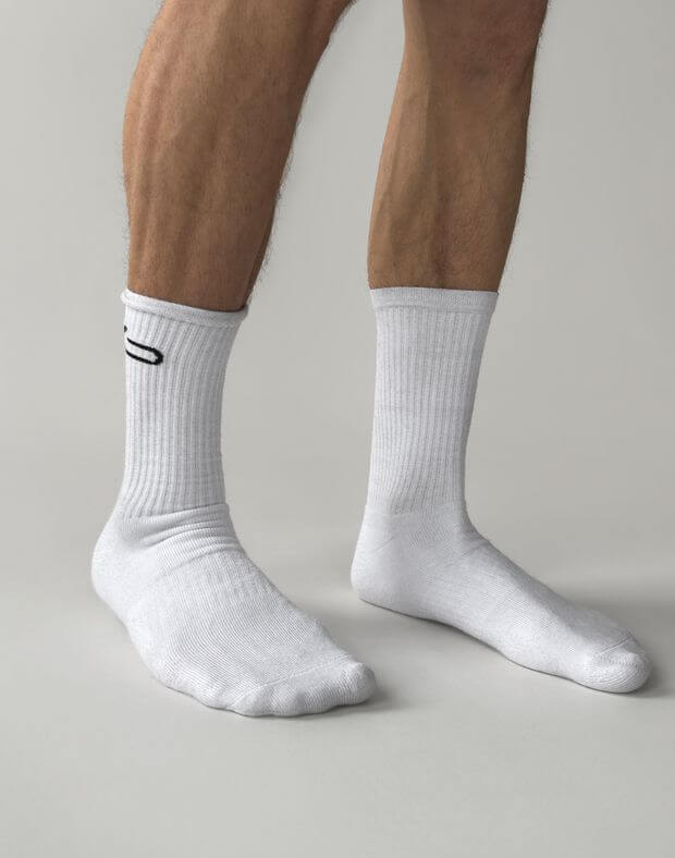 Шкарпетки осінні чоловічі з маленьким логотипом, білі - Фото 4