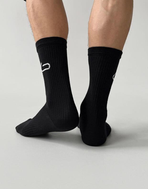 Шкарпетки чоловічі логотип збоку, чорні - Фото 2