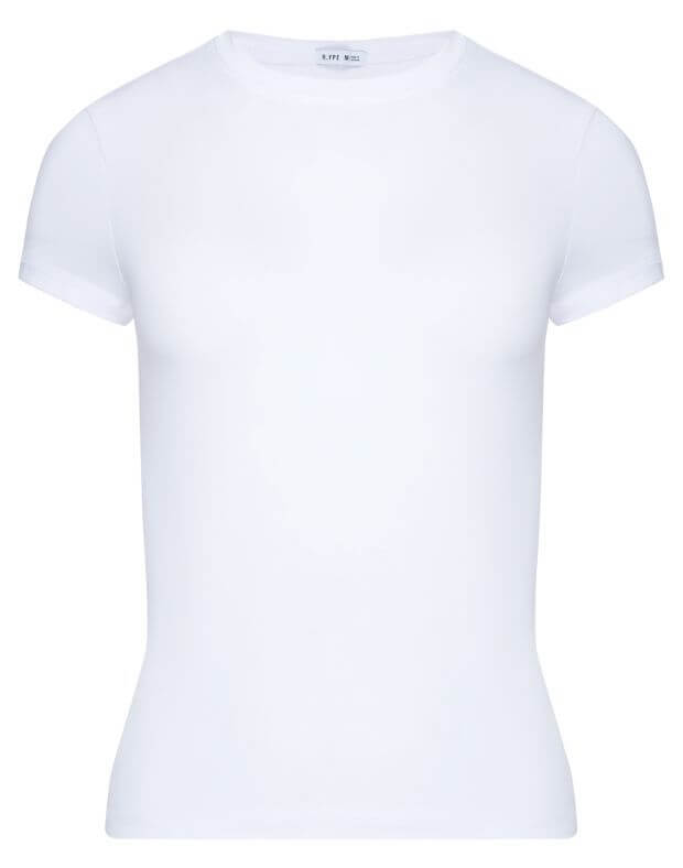 T-shirt z gładkiej tkaniny, długość standardowa, biały - Фото 7