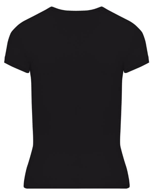 T-shirt z gładkiej tkaniny, długość standardowa, czarny - Фото 8