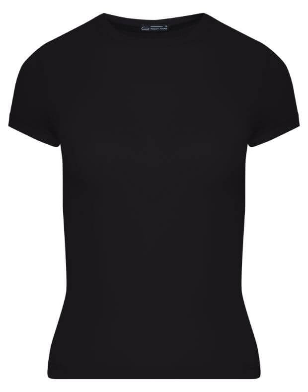 T-shirt z gładkiej tkaniny, długość standardowa, czarny - Фото 7