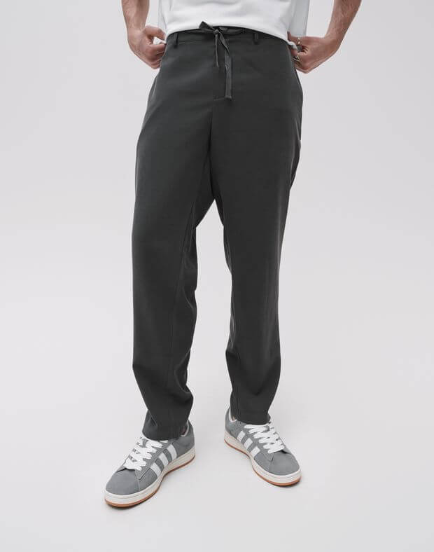 Чоловічі штани з легкої тканини, графіт - Фото 1