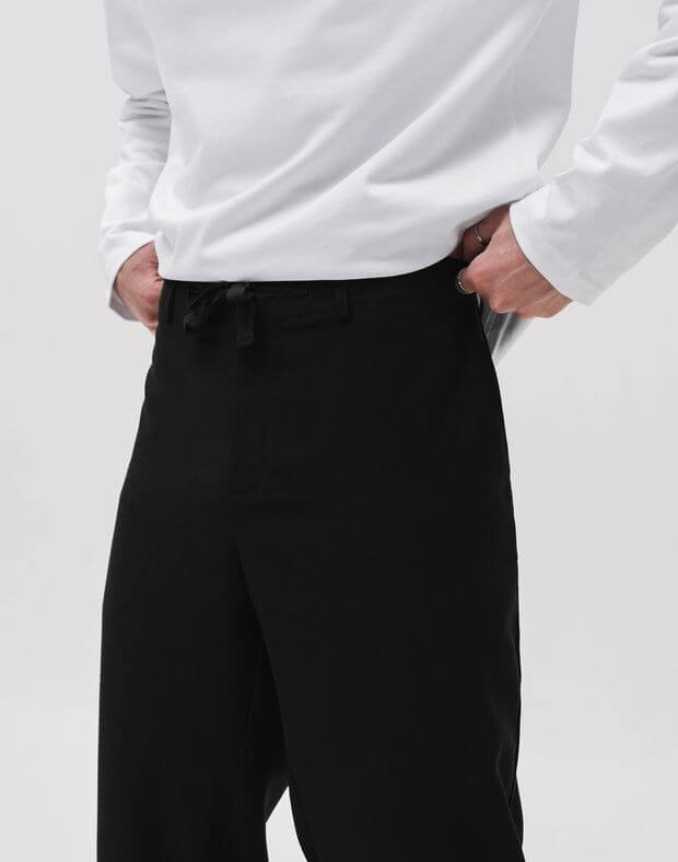 Чоловічі штани з легкої тканини, чорні - Фото 5