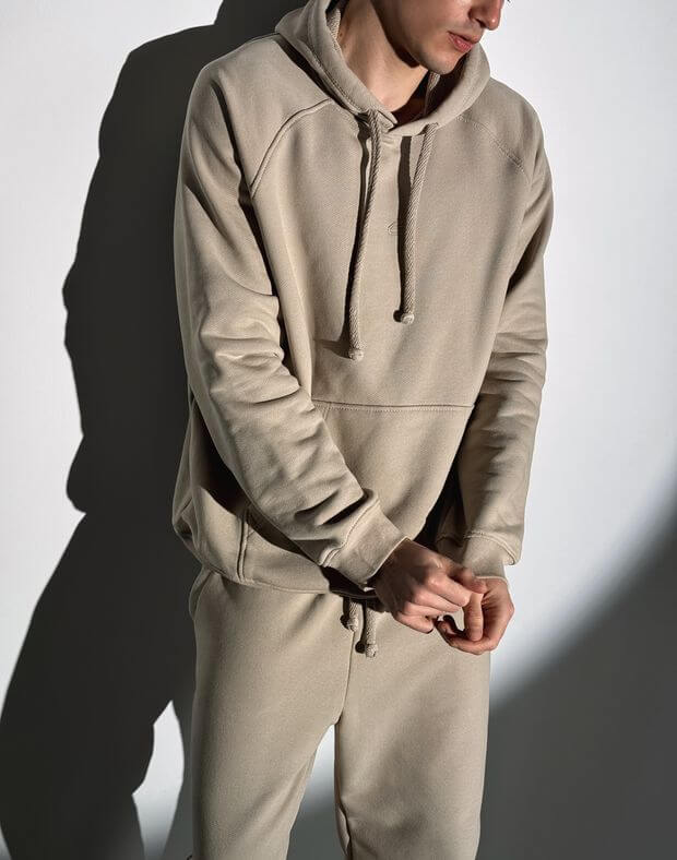 Bluza z kapturem męska oversize wiosenna, kawowy - Фото 4