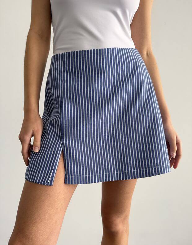 Spódnica-szorty w paski, błękitnо-biały - Фото 1