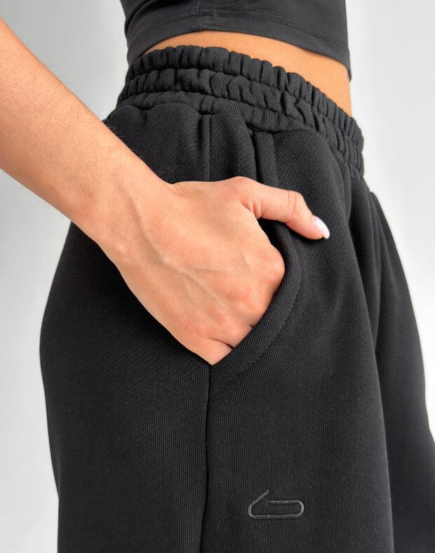 Spodnie o prostym, szerokim stylu, wiosna, czarny - Фото 5