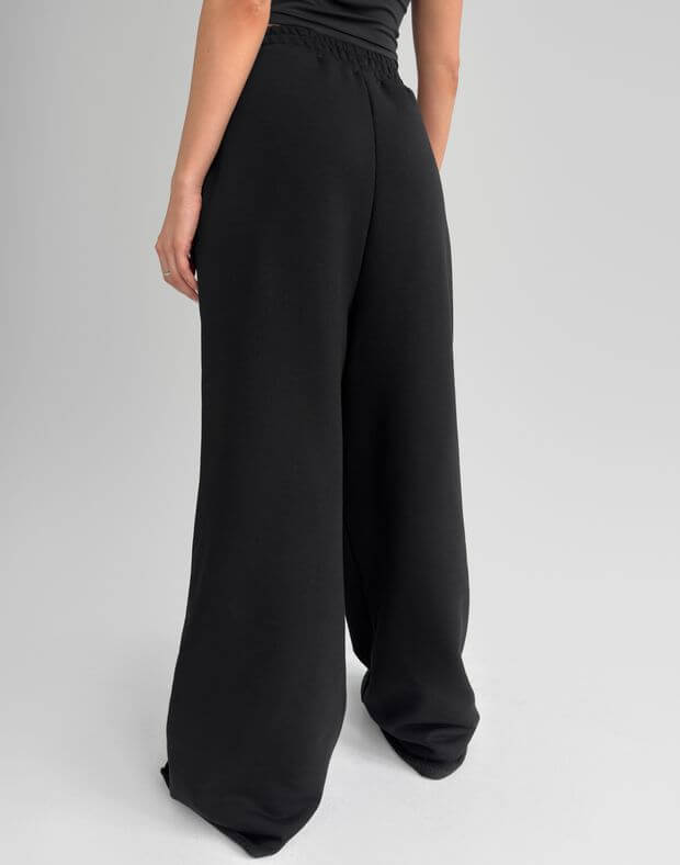 Spodnie o prostym, szerokim stylu, wiosna, czarny - Фото 2
