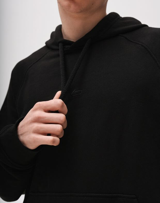 Bluza z kapturem męska oversize wiosenna, czarna - Фото 5