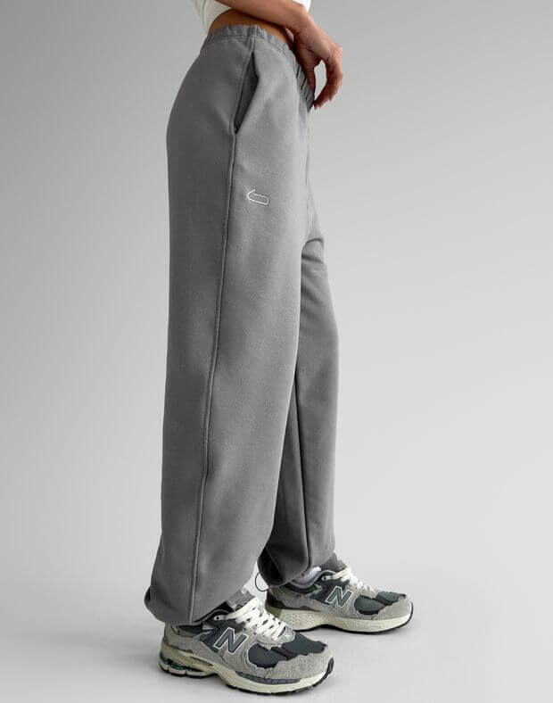 Wiosenne spodnie joggery na cienkim pasku, ciemny szary - Фото 6