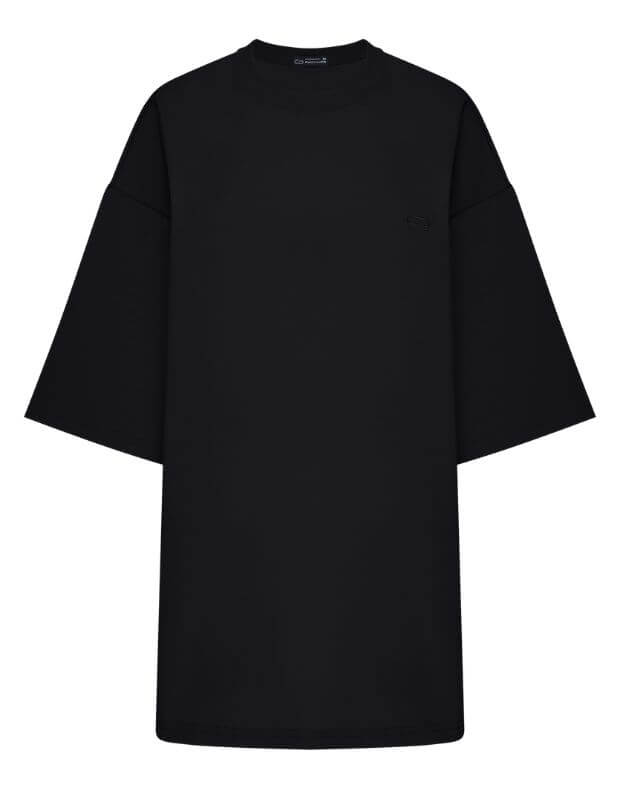 T-shirt męski z gęstej bawełny o super luźnym kroju, czarny - Фото 6