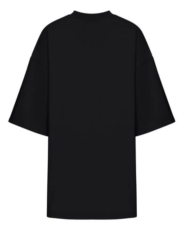 T-shirt męski z gęstej bawełny o super luźnym kroju, czarny - Фото 8