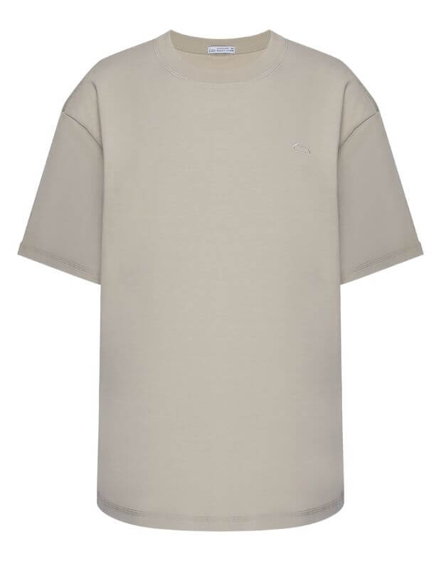 T-shirt męski z gęstej bawełny, basic krój, beżowy - Фото 6