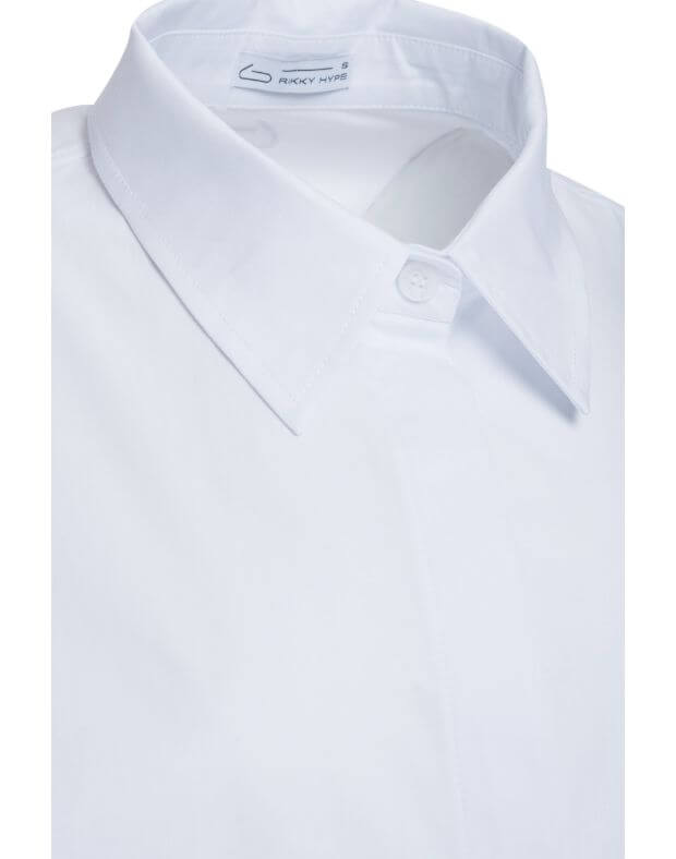 Koszula basic zapinana na ukryte guziki, biały - Фото 7