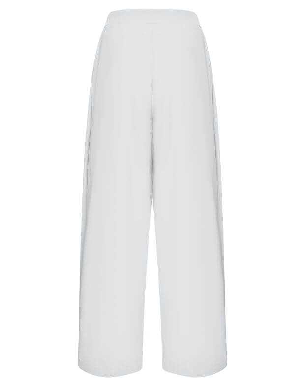 Spodnie basic o wysokim kroju, z fałdami i prosty pasek, biały - Фото 8