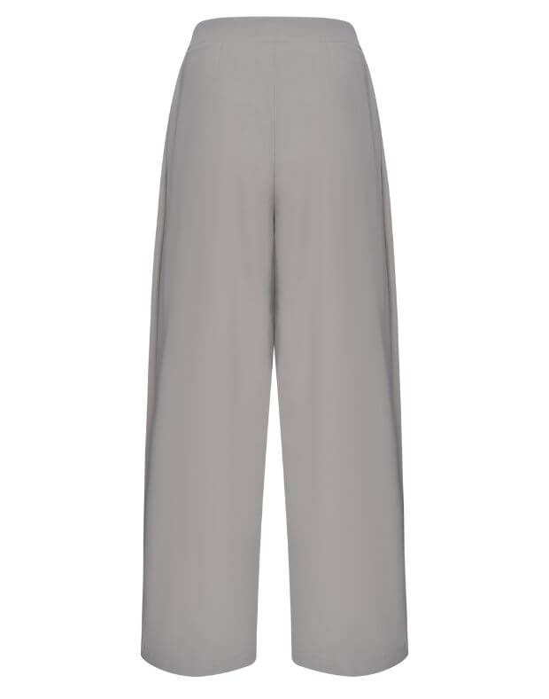 Spodnie basic o wysokim kroju, z fałdami i prosty pasek, cappuccino - Фото 8