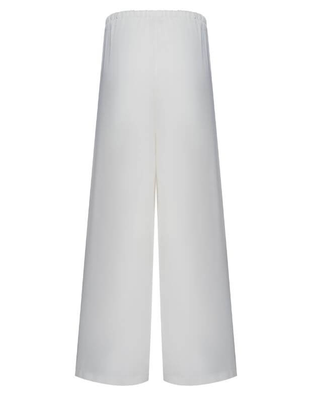 Штани сатинові піжамного стилю, молочні - Фото 8