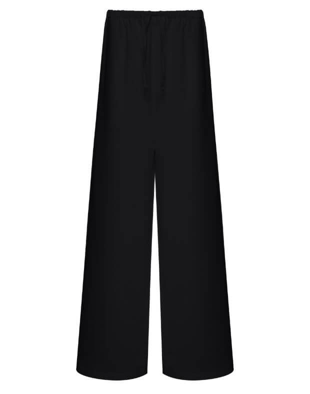Штани сатинові піжамного стилю, чорні - Фото 6