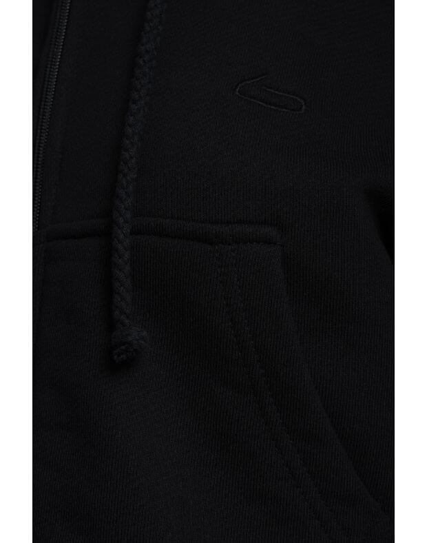 Кrótka bluza z kapturem zapinana na zamek, oversize z ozdobnymi szwami, czarny - Фото 7