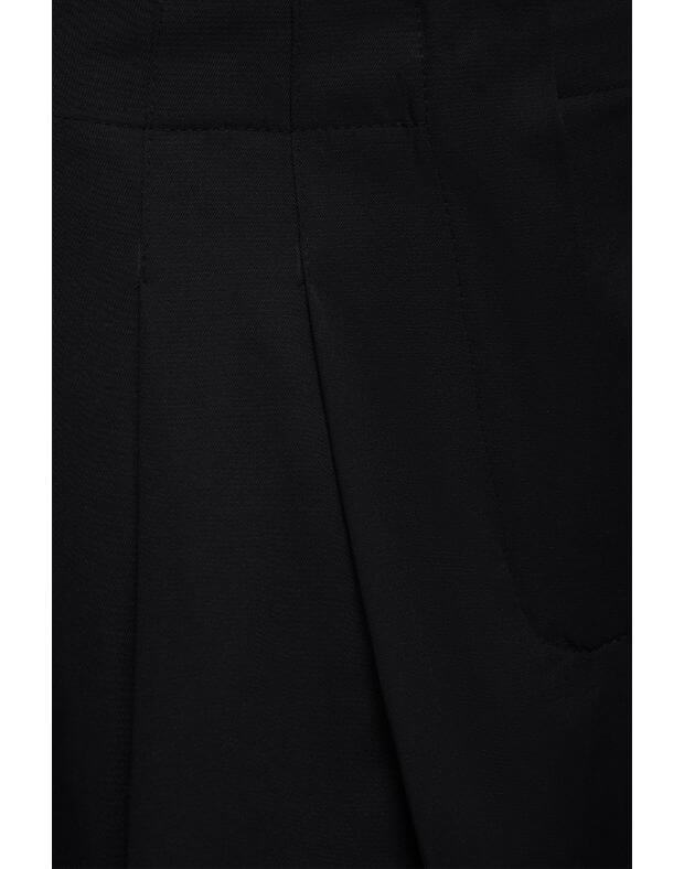 Spodnie basic o wysokim kroju, z fałdami i prosty pasek, czarny - Фото 7