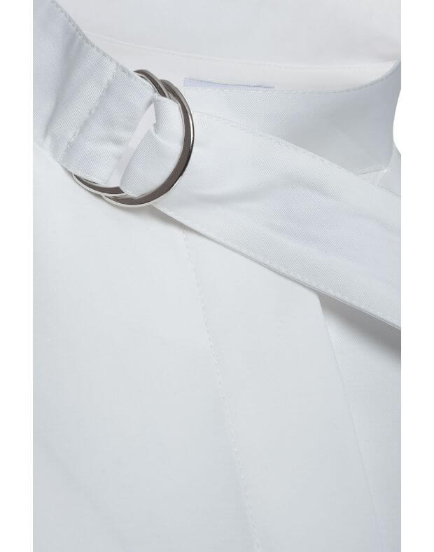 Сорочка вкорочена з накладними кишенями, біла - Фото 7