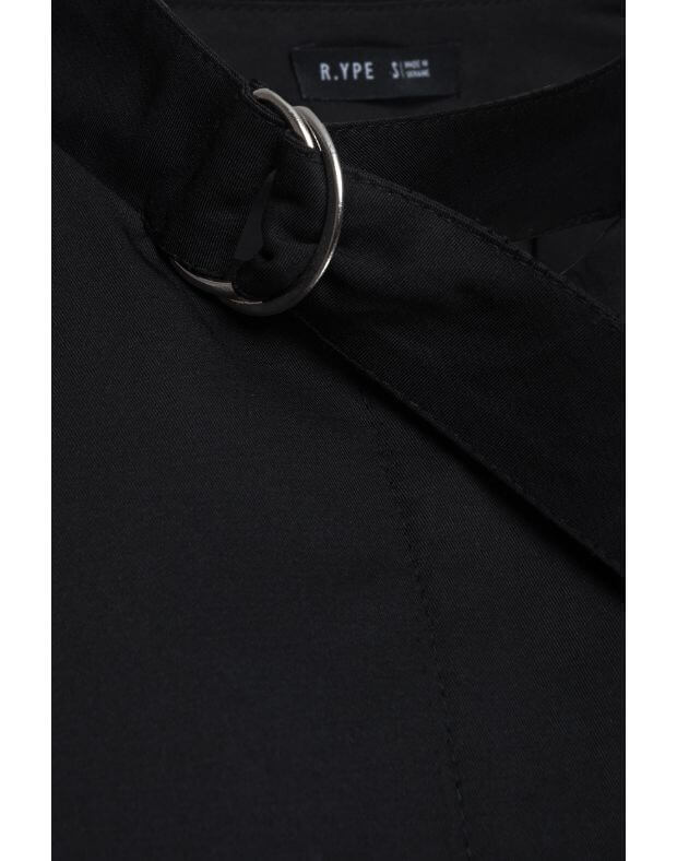 Сорочка вкорочена з накладними кишенями, чорна - Фото 7