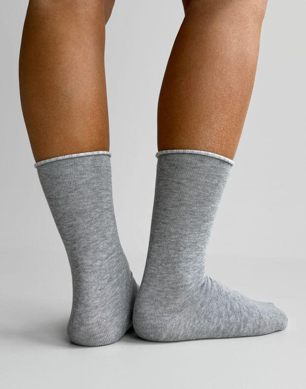 Гладкі високі шкарпетки, сірий меланж - Фото 2