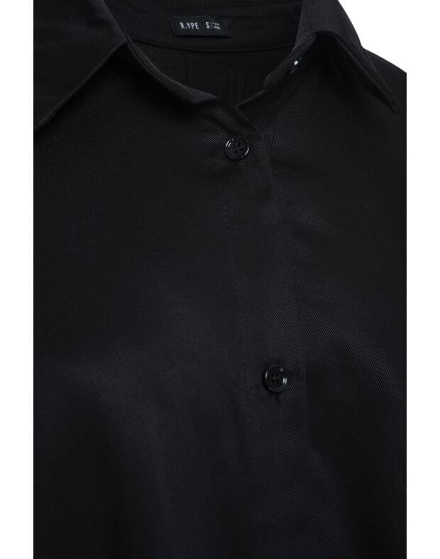 Koszula oversize z krótkim rękawem, czarna - Фото 7