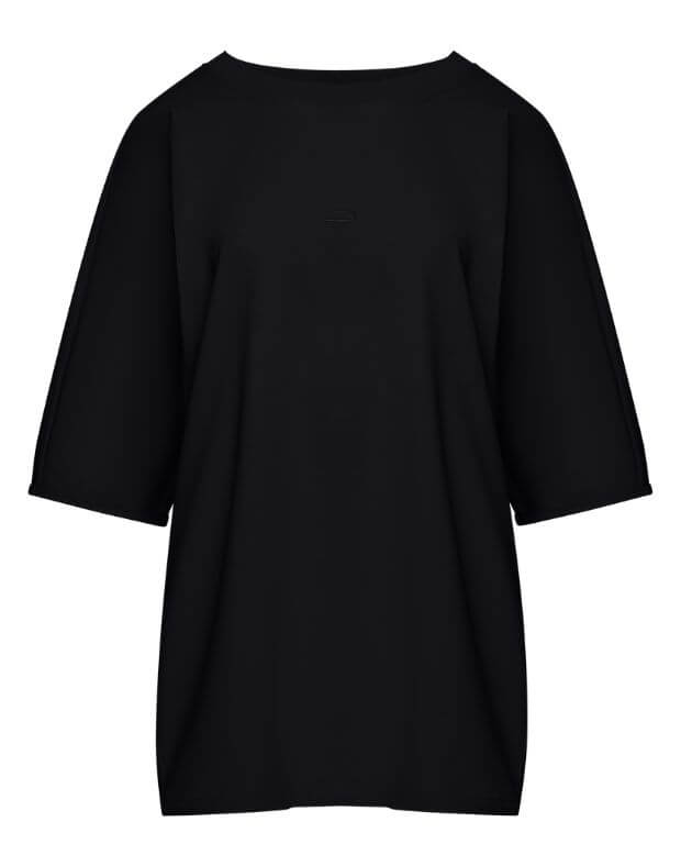 T-shirt oversize raglanowa z bardzo gęstej bawełny, czarny - Фото 6
