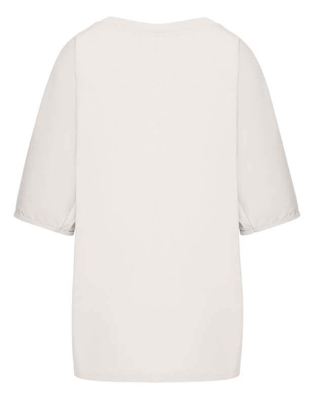 T-shirt oversize raglanowa z bardzo gęstej bawełny, ecru - Фото 8
