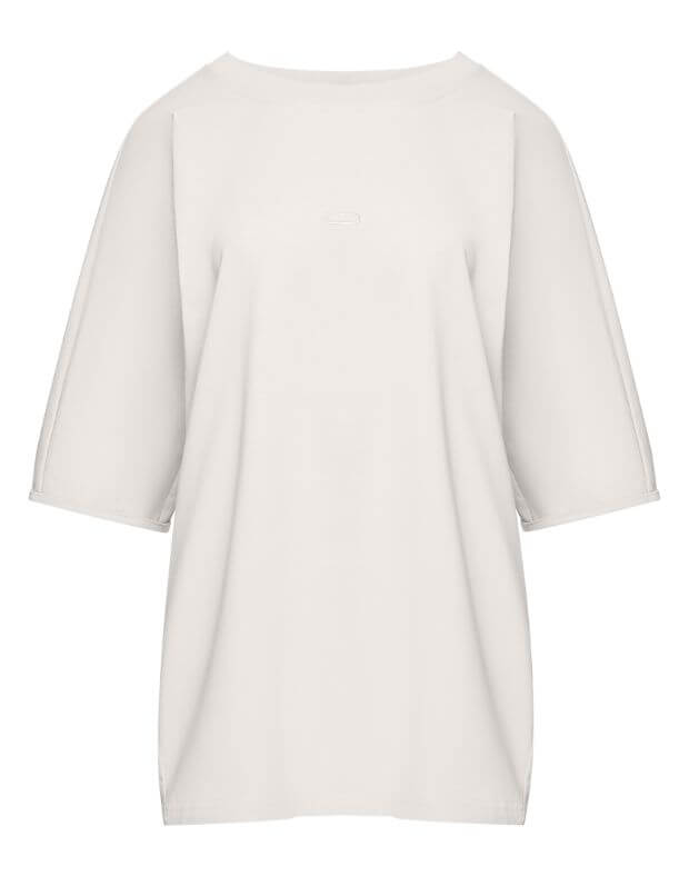 T-shirt oversize raglanowa z bardzo gęstej bawełny, ecru - Фото 6