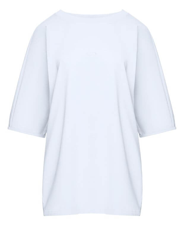 T-shirt oversize raglanowa z bardzo gęstej bawełny, biały - Фото 6
