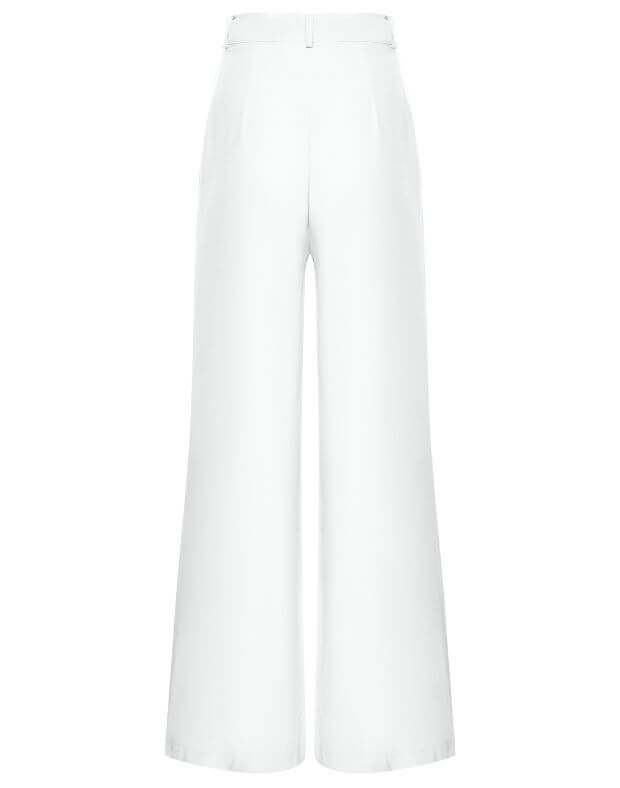 Spodnie basic oversize wykonane z lekkiej tkaniny, mleczarnia - Фото 8