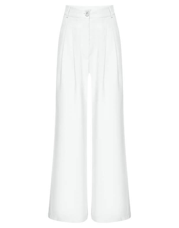Spodnie basic oversize wykonane z lekkiej tkaniny, mleczarnia - Фото 6