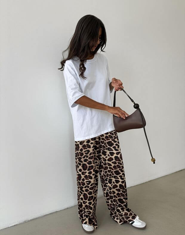 Штани сатинові піжамного стилю, принт леопард - Фото 3