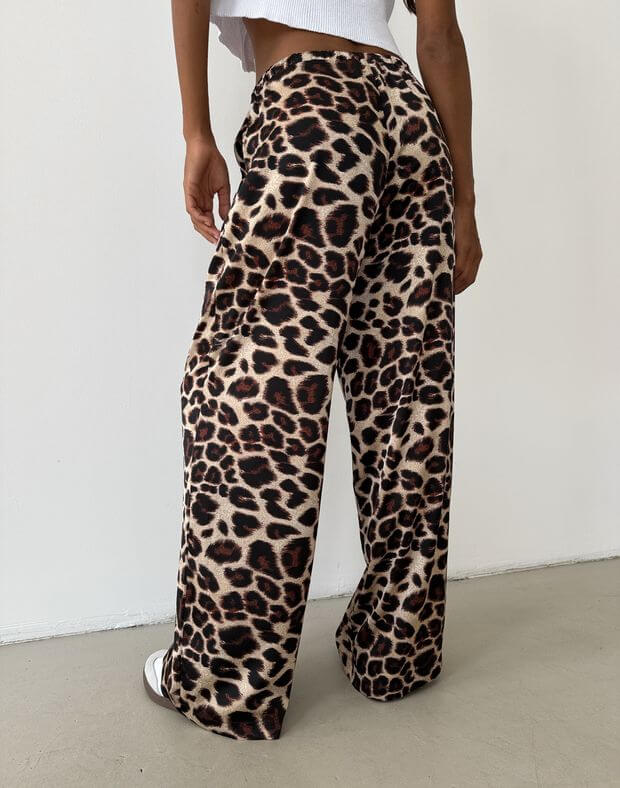 Штани сатинові піжамного стилю, принт леопард - Фото 2