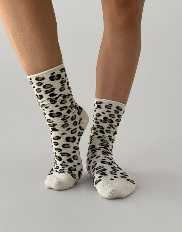 Шкарпетки з леопардовим принтом, молочні - Фото 8