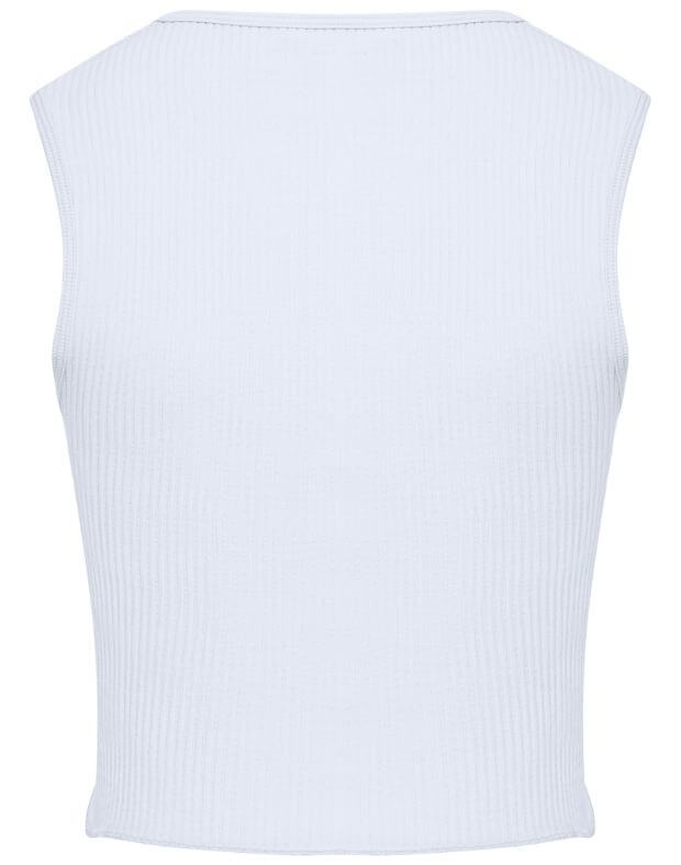 Krótka koszulka seamless z wycięciem na szerokich ramiączkach, biały - Фото 8