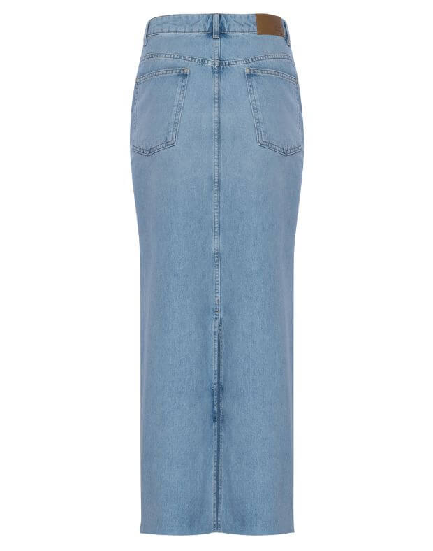 Spódnica maxi z rozcięciem dżinsem, błękitny - Фото 8
