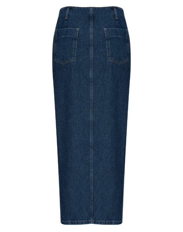 Spódnica maxi jeansowa zapinana na guziki, ciemnoniebieski - Фото 8