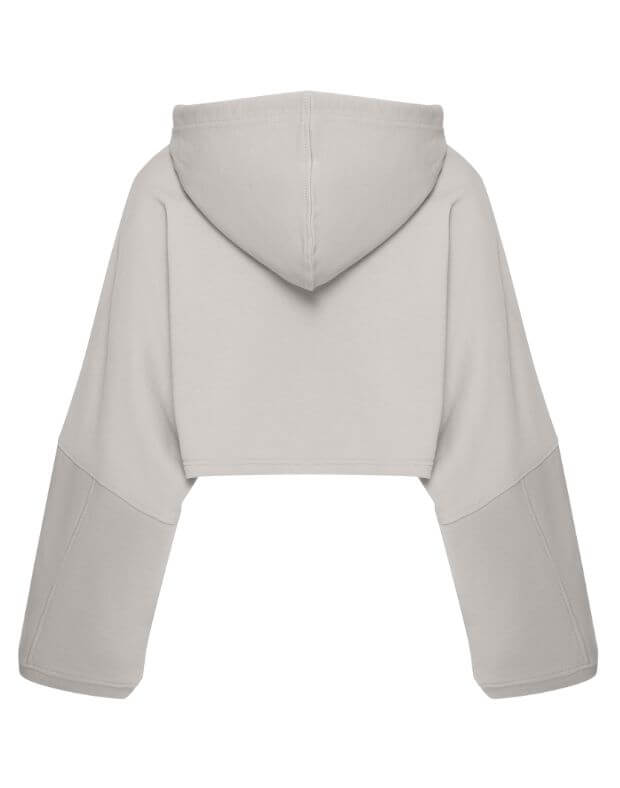 Bluza z kapturem letnia skrócony oversize, neutralny beż - Фото 8