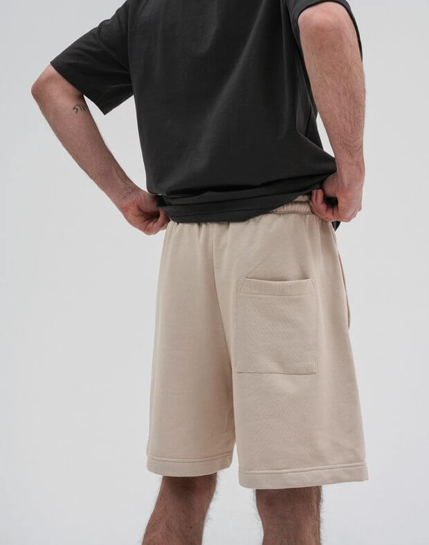 Чоловічі шорти літні оверсайз, бежеві - Фото 2